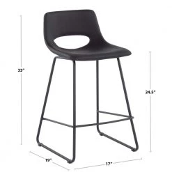 Robbi 33 in. Black Faux Leather and Black Steel Counter Height Bar Stool (Set of 2) by Lumisource -Cheap Lumisource Store black faux leather black steel lumisource bar stools b26 robbi bkbk2 c3 1000
