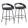Grotto Claire Swivel 31.5 in. Black Faux Leather & Black Wood Counter Height Bar Stool with Black Metal Base (Set of 2) by Lumisource 2 Grotto Claire Swivel 31.5 in. Black Faux Leather & Black Wood Counter Height Bar Stool with Black Metal Base (Set of 2) by Lumisource -Cheap Lumisource Store black faux leather black wood lumisource bar stools b26 grtclaire2 swvq bkbk2 64 1000
