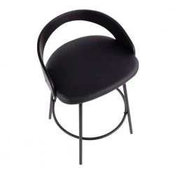 Grotto Claire Swivel 31.5 in. Black Faux Leather & Black Wood Counter Height Bar Stool with Black Metal Base (Set of 2) by Lumisource -Cheap Lumisource Store black faux leather black wood lumisource bar stools b26 grtclaire2 swvq bkbk2 a0 1000