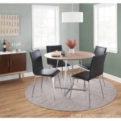 Mason Black Faux Leather and Brushed Stainless Steel Swivel Side Chair (Set of 2) by Lumisource -Cheap Lumisource Store black faux leather brushed stainless steel lumisource dining chairs ch msnupswv ssbk2 31 1000