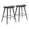Saddle 25 in. Grey Counter Stool in Black Faux Leather with Black Metal (Set of 2) by Lumisource -Cheap Lumisource Store black faux leather lumisource bar stools b26 sadl gybkbk2 64 1000