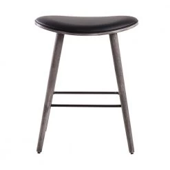 Saddle 25 in. Grey Counter Stool in Black Faux Leather with Black Metal (Set of 2) by Lumisource -Cheap Lumisource Store black faux leather lumisource bar stools b26 sadl gybkbk2 66 1000
