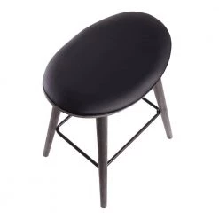 Saddle 25 in. Grey Counter Stool in Black Faux Leather with Black Metal (Set of 2) by Lumisource -Cheap Lumisource Store black faux leather lumisource bar stools b26 sadl gybkbk2 a0 1000