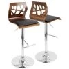 Folia Walnut and Black Adjustable Bar Stool by Lumisource -Cheap Lumisource Store black faux leather lumisource bar stools bs jy fl wal bk 64 1000