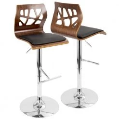 Folia Walnut and Black Adjustable Bar Stool by Lumisource