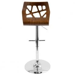 Folia Walnut and Black Adjustable Bar Stool by Lumisource -Cheap Lumisource Store black faux leather lumisource bar stools bs jy fl wal bk 66 1000
