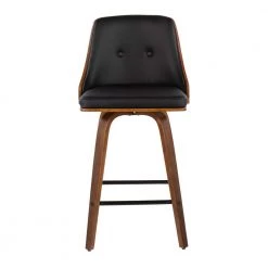 Gianna 36.5 Counter Height Bar Stool in Black Faux Leather and Walnut Wood (Set of 2) by Lumisource -Cheap Lumisource Store black faux leather walnut wood lumisource bar stools b26 gnn2 swvx wlbk2 31 1000