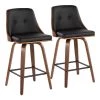 Gianna 36.5 Counter Height Bar Stool in Black Faux Leather and Walnut Wood (Set of 2) by Lumisource -Cheap Lumisource Store black faux leather walnut wood lumisource bar stools b26 gnn2 swvx wlbk2 64 1000