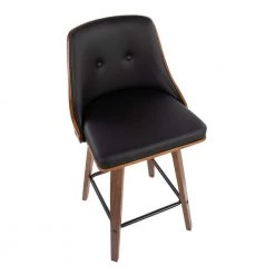 Gianna 36.5 Counter Height Bar Stool in Black Faux Leather and Walnut Wood (Set of 2) by Lumisource -Cheap Lumisource Store black faux leather walnut wood lumisource bar stools b26 gnn2 swvx wlbk2 a0 1000