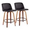 Toriano 35 in. Black Faux Leather and Walnut Wood-Counter Height Bar Stool with Round Black Footrest (Set of 2) by Lumisource 2 Toriano 35 in. Black Faux Leather and Walnut Wood-Counter Height Bar Stool with Round Black Footrest (Set of 2) by Lumisource -Cheap Lumisource Store black faux leather walnut wood lumisource bar stools b26 trnopu swvq2 wlbk2 64 1000