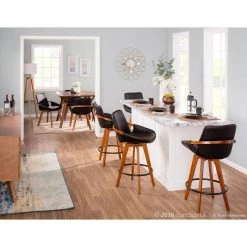 Cosmo Walnut Wood and Black Faux Leather Chair by Lumisource -Cheap Lumisource Store black faux leather walnut wood lumisource dining chairs ch cosmo wl bk 31 1000