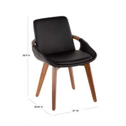 Cosmo Walnut Wood and Black Faux Leather Chair by Lumisource -Cheap Lumisource Store black faux leather walnut wood lumisource dining chairs ch cosmo wl bk 40 1000