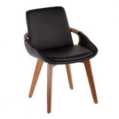 Cosmo Walnut Wood and Black Faux Leather Chair by Lumisource