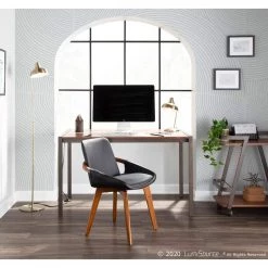 Cosmo Walnut Wood and Black Faux Leather Chair by Lumisource -Cheap Lumisource Store black faux leather walnut wood lumisource dining chairs ch cosmo wl bk c3 1000