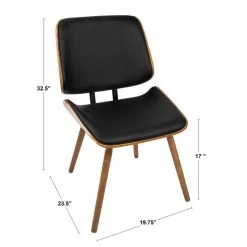 Lombardi Walnut and Black Faux Leather Dining/Accent Chair (Set of 2) by Lumisource -Cheap Lumisource Store black faux leather walnut wood lumisource dining chairs ch lmb wl bk2 4f 1000