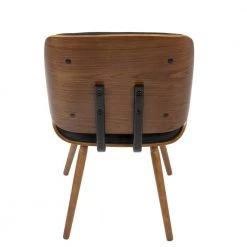 Lombardi Walnut and Black Faux Leather Dining/Accent Chair (Set of 2) by Lumisource -Cheap Lumisource Store black faux leather walnut wood lumisource dining chairs ch lmb wl bk2 66 1000