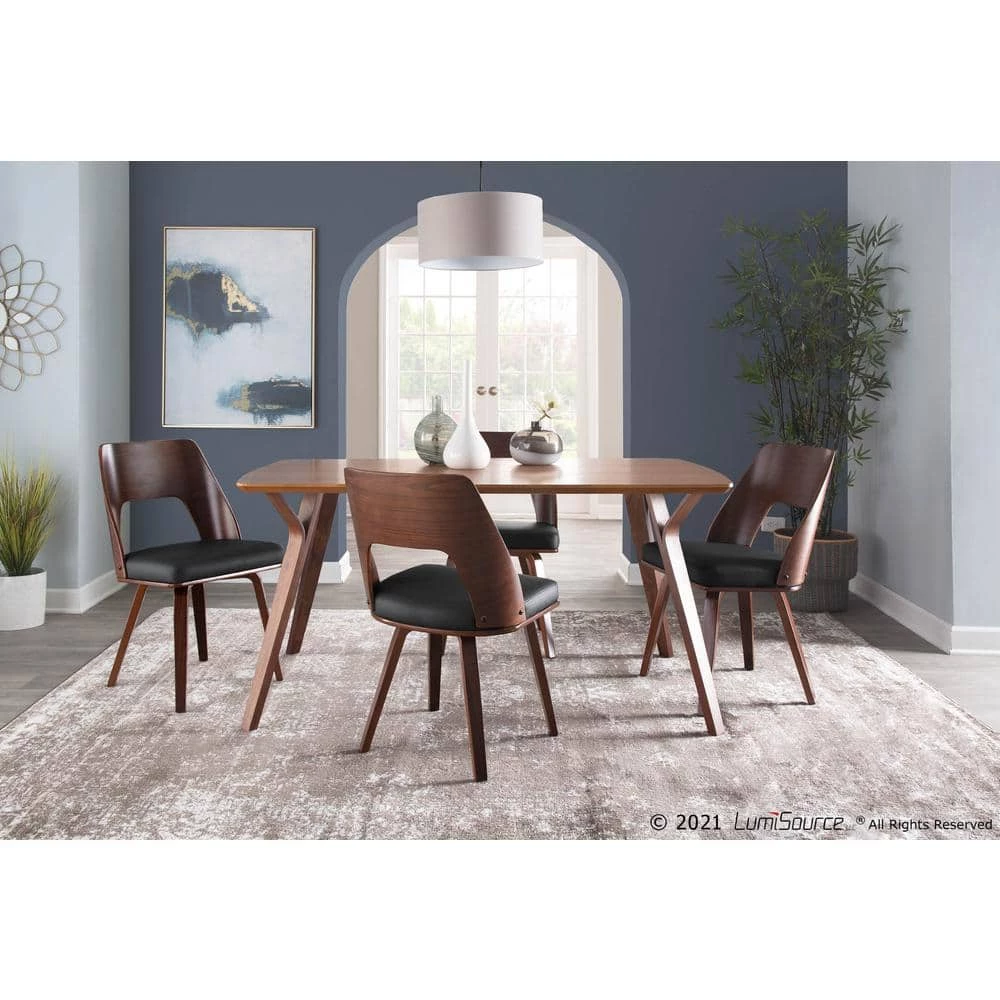 Triad Black Faux Leather and Walnut Wood Side Chair (Set of 2) by Lumisource 8 Triad Black Faux Leather and Walnut Wood Side Chair (Set of 2) by Lumisource - Image 6