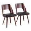Triad Black Faux Leather and Walnut Wood Side Chair (Set of 2) by Lumisource -Cheap Lumisource Store black faux leather walnut wood lumisource dining chairs ch triad wlbk2 64 1000