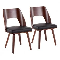 Triad Black Faux Leather and Walnut Wood Side Chair (Set of 2) by Lumisource