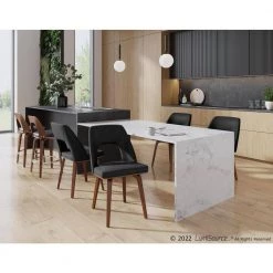 Triad Black Faux Leather & Walnut Wood Upholstered Side Dining Chair (Set of 2) by Lumisource -Cheap Lumisource Store black faux leather walnut wood lumisource dining chairs ch triadup wlbk2 31 1000