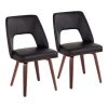 Triad Black Faux Leather & Walnut Wood Upholstered Side Dining Chair (Set of 2) by Lumisource -Cheap Lumisource Store black faux leather walnut wood lumisource dining chairs ch triadup wlbk2 64 1000