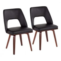 Triad Black Faux Leather & Walnut Wood Upholstered Side Dining Chair (Set of 2) by Lumisource