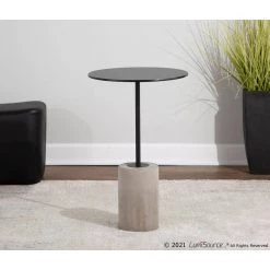 Symbol 16 in. Black Glass, Black Metal and Concrete Side Table by Lumisource -Cheap Lumisource Store black glass black metal concrete lumisource end side tables tb symbol crcbk 31 1000