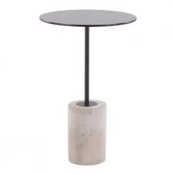 Symbol 16 in. Black Glass, Black Metal and Concrete Side Table by Lumisource