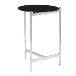 Chloe Contemporary Side Table in Chrome with Black Glass Top by Lumisource