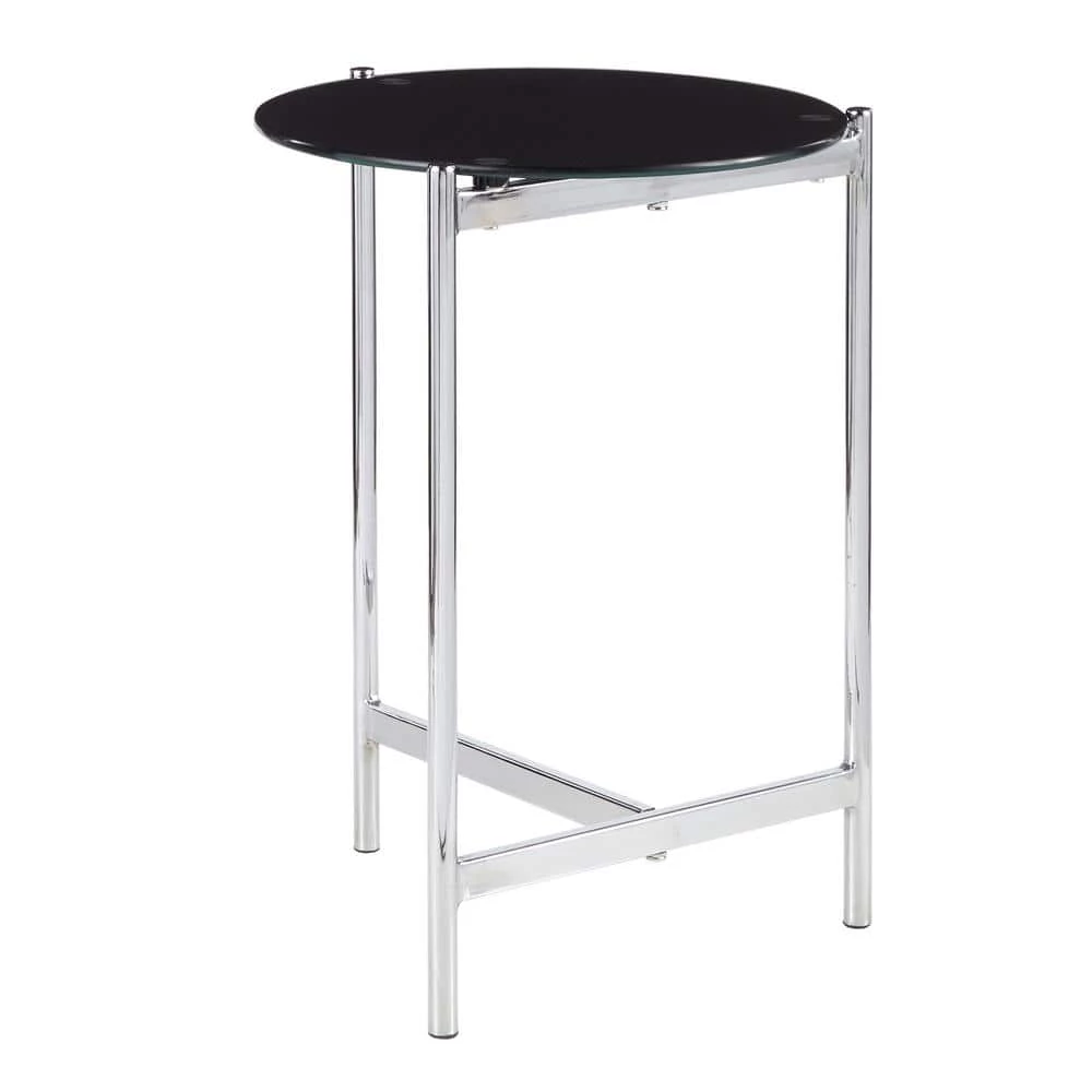 Chloe Contemporary Side Table in Chrome with Black Glass Top by Lumisource 3 Chloe Contemporary Side Table in Chrome with Black Glass Top by Lumisource
