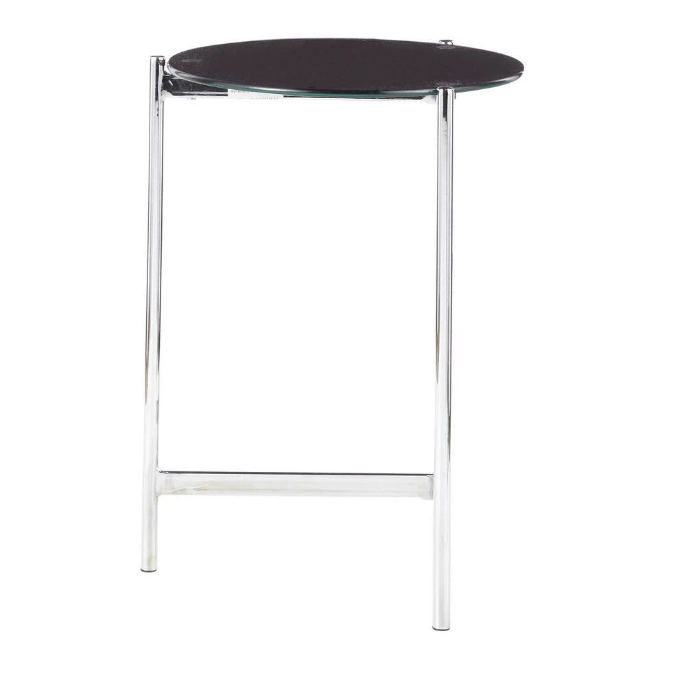 Chloe Contemporary Side Table in Chrome with Black Glass Top by Lumisource 6 Chloe Contemporary Side Table in Chrome with Black Glass Top by Lumisource - Image 4