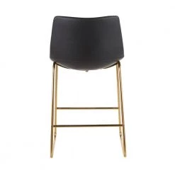 Duke 26 in. Black Faux Leather and Gold Counter Stool (Set of 2) by Lumisource -Cheap Lumisource Store black gold lumisource bar stools b26 duke aubk2 66 1000