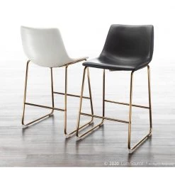 Duke 26 in. Black Faux Leather and Gold Counter Stool (Set of 2) by Lumisource -Cheap Lumisource Store black gold lumisource bar stools b26 duke aubk2 c3 1000
