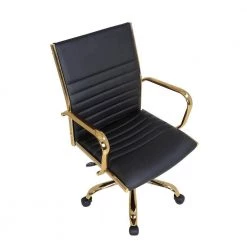 Master Gold with Black Faux Leather Adjustable Office Chair by Lumisource -Cheap Lumisource Store black gold lumisource task chairs oc mstr au bk a0 1000