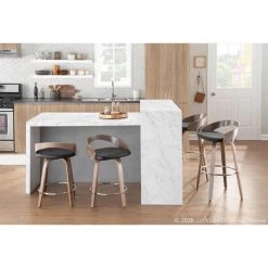 Grotto 24 in. Light Grey and Black Faux Leather Counter Stool (Set of 2) by Lumisource 20 Grotto 24 in. Light Grey and Black Faux Leather Counter Stool (Set of 2) by Lumisource -Cheap Lumisource Store black light gray lumisource bar stools b24 grottor lgy bk2 44 1000