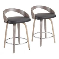 Cheap Lumisource Store 10 Grotto 24 in. Light Grey and Black Faux Leather Counter Stool (Set of 2) by Lumisource