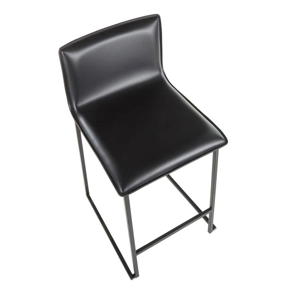 Mara 26 in. Black Faux Leather and Black Metal Counter Stool (Set of 2) by Lumisource 5 Mara 26 in. Black Faux Leather and Black Metal Counter Stool (Set of 2) by Lumisource - Image 3