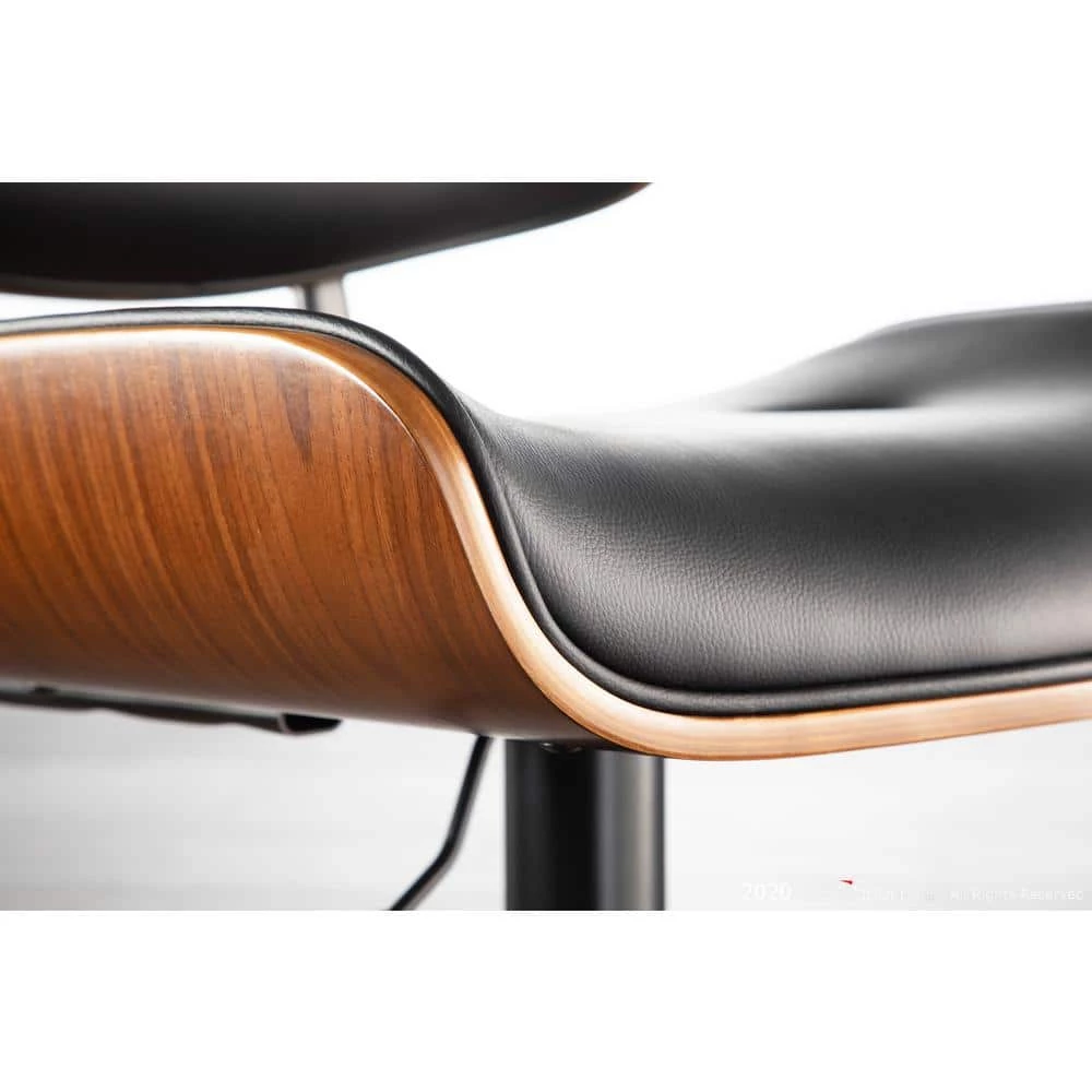 Lombardi 34 in. Walnut and Black Adjustable Height Bar Stool by Lumisource 9 Lombardi 34 in. Walnut and Black Adjustable Height Bar Stool by Lumisource - Image 7