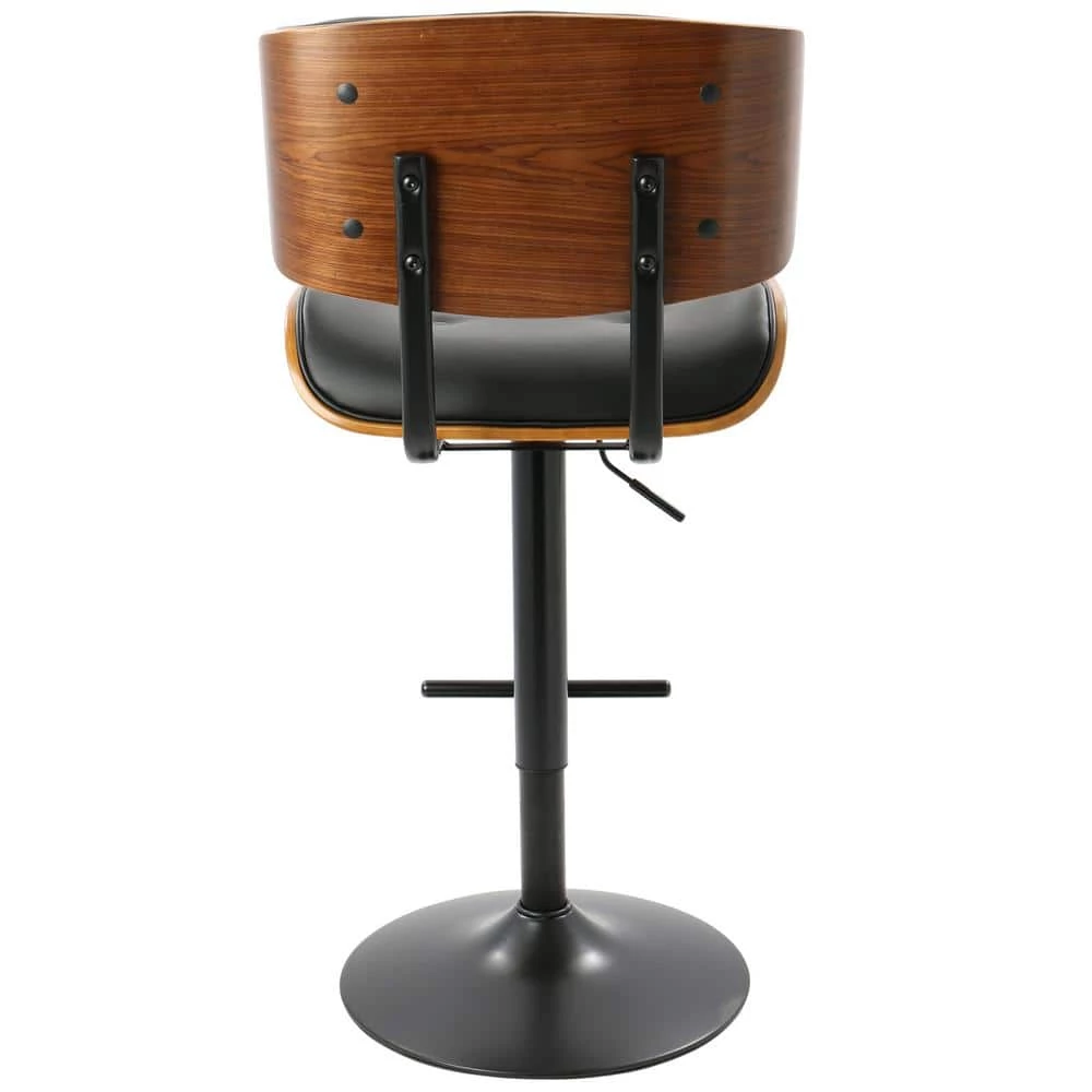 Lombardi 34 in. Walnut and Black Adjustable Height Bar Stool by Lumisource 7 Lombardi 34 in. Walnut and Black Adjustable Height Bar Stool by Lumisource - Image 5