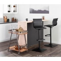 Masters Adjustable Bar Stool in Black Faux Leather and Black Metal by Lumisource -Cheap Lumisource Store black lumisource bar stools bs master bkbk 31 1000