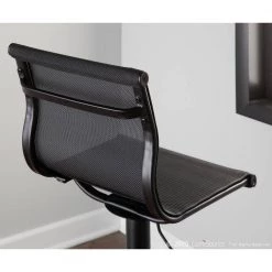 Mirage Adjustable Bar Stool in Black Mesh Fabric and Black Metal by Lumisource 17 Mirage Adjustable Bar Stool in Black Mesh Fabric and Black Metal by Lumisource -Cheap Lumisource Store black lumisource bar stools bs mirage bkbk 4f 1000