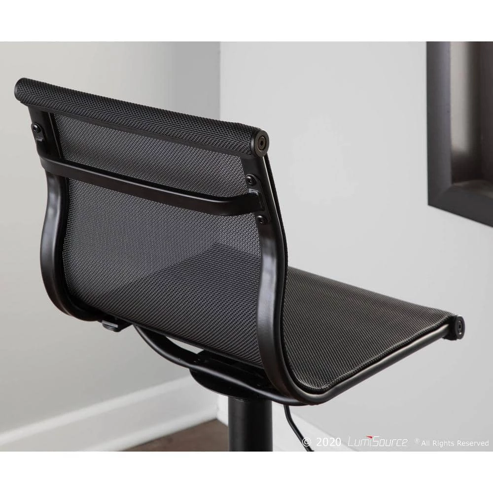 Mirage Adjustable Bar Stool in Black Mesh Fabric and Black Metal by Lumisource 9 Mirage Adjustable Bar Stool in Black Mesh Fabric and Black Metal by Lumisource - Image 7