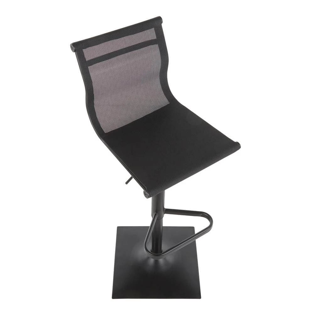 Mirage Adjustable Bar Stool in Black Mesh Fabric and Black Metal by Lumisource 6 Mirage Adjustable Bar Stool in Black Mesh Fabric and Black Metal by Lumisource - Image 4