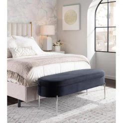 Chloe 18 in. Black Velvet and Chrome Storage Bench by Lumisource 18 Chloe 18 in. Black Velvet and Chrome Storage Bench by Lumisource -Cheap Lumisource Store black lumisource bedroom benches bc chloe stor vbk 1f 1000