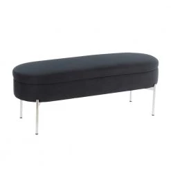 Chloe 18 in. Black Velvet and Chrome Storage Bench by Lumisource