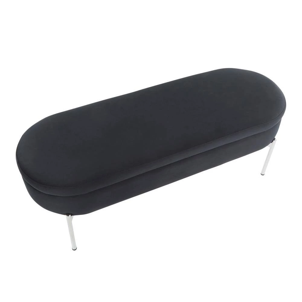 Chloe 18 in. Black Velvet and Chrome Storage Bench by Lumisource 5 Chloe 18 in. Black Velvet and Chrome Storage Bench by Lumisource - Image 3