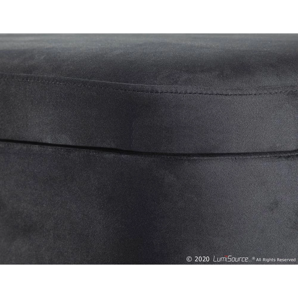 Chloe 18 in. Black Velvet and Chrome Storage Bench by Lumisource 8 Chloe 18 in. Black Velvet and Chrome Storage Bench by Lumisource - Image 6