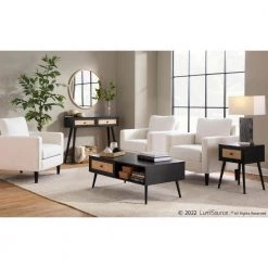 Bora Bora 23 .25 in. Black Rectangle Wood Coffee Table with Sliding Drawer and Rattan Accent by Lumisource 15 Bora Bora 23 .25 in. Black Rectangle Wood Coffee Table with Sliding Drawer and Rattan Accent by Lumisource -Cheap Lumisource Store black lumisource coffee tables tc bora bk 31 1000