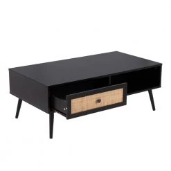 Bora Bora 23 .25 in. Black Rectangle Wood Coffee Table with Sliding Drawer and Rattan Accent by Lumisource 13 Bora Bora 23 .25 in. Black Rectangle Wood Coffee Table with Sliding Drawer and Rattan Accent by Lumisource -Cheap Lumisource Store black lumisource coffee tables tc bora bk 77 1000