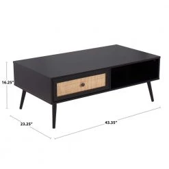 Bora Bora 23 .25 in. Black Rectangle Wood Coffee Table with Sliding Drawer and Rattan Accent by Lumisource 14 Bora Bora 23 .25 in. Black Rectangle Wood Coffee Table with Sliding Drawer and Rattan Accent by Lumisource -Cheap Lumisource Store black lumisource coffee tables tc bora bk c3 1000